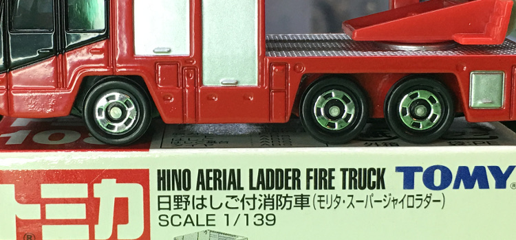 Tomica 108-4-1 Hino Aerial Ladder Fire Truck 中国製 赤箱 トミカ 日野 はしご付消防車 モリタ・スーパージャイロラダー 新車